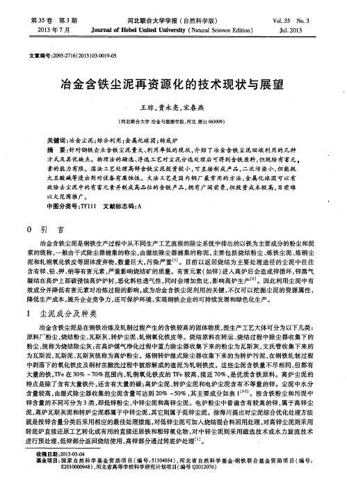 冶金含铁尘泥再资源化的技术现状与展望