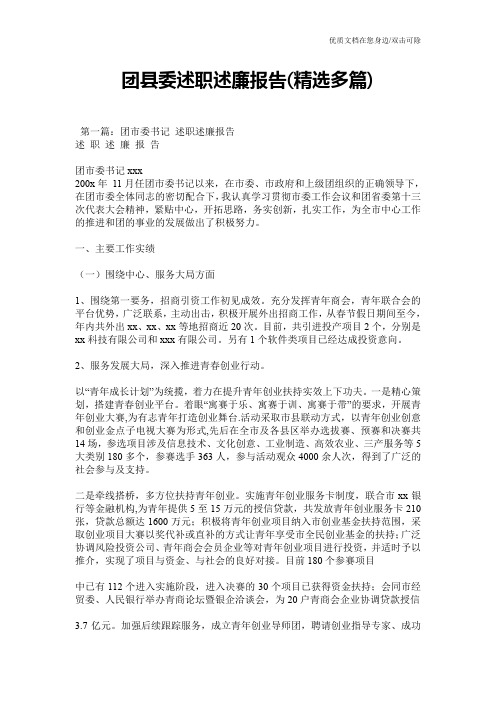 团县委述职述廉报告(精选多篇)
