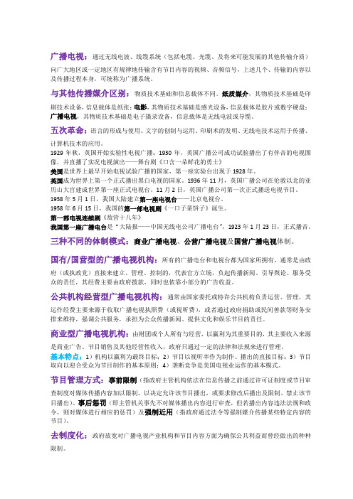 广电概论知识点