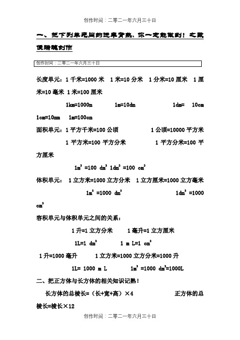体积容积单位换算