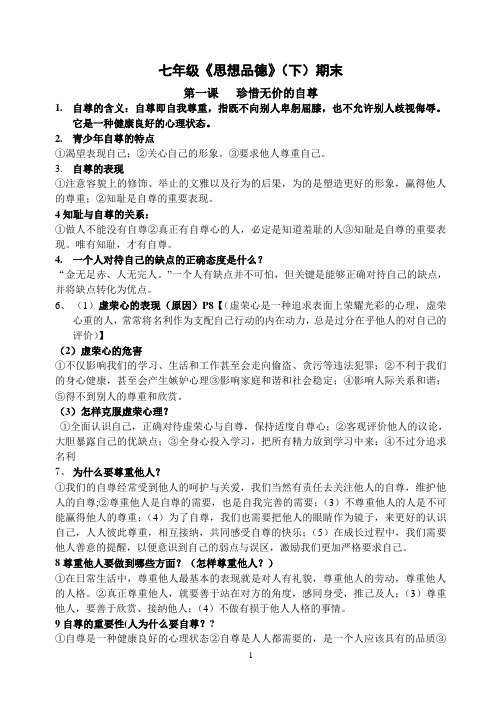 (完整版)人教版思想品德七年级下册知识点总结