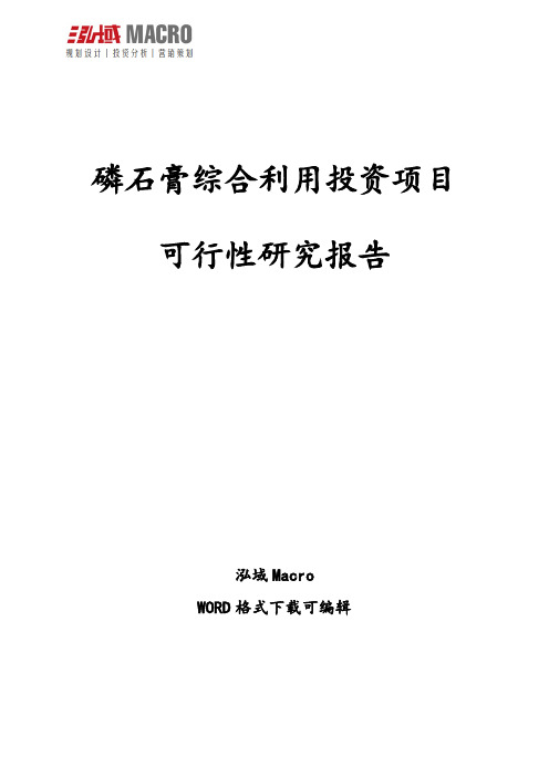 磷石膏综合利用投资项目可行性研究报告