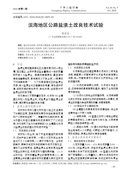 滨海地区公路盐渍土改良技术试验