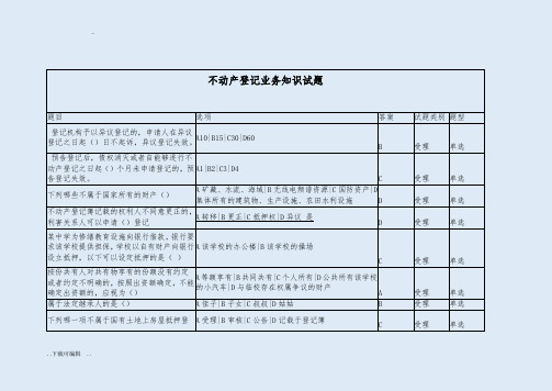 不动产登记业务知识精彩试题(卷)