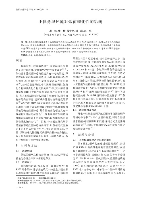 不同低温环境对烟苗理化性的影响