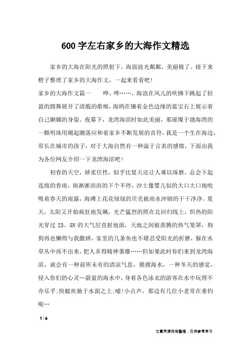 600字左右家乡的大海作文精选_描写作文