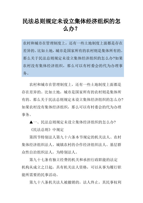 民法总则规定未设立集体经济组织的怎么办？