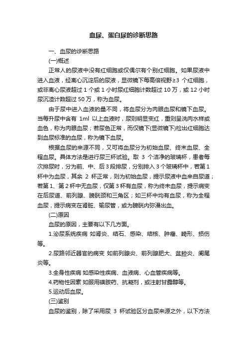 血尿、蛋白尿的诊断思路