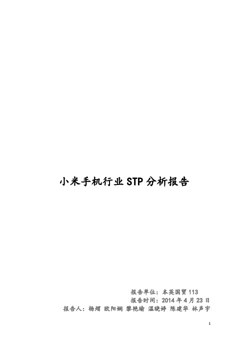 小米手机行业STP分析报告...