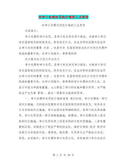 对审计处理处罚执行难的几点思考