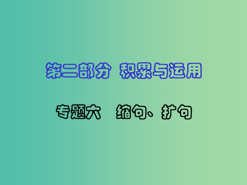 中考语文专题复习 第二部分 积累与运用 专题六 缩句、扩句