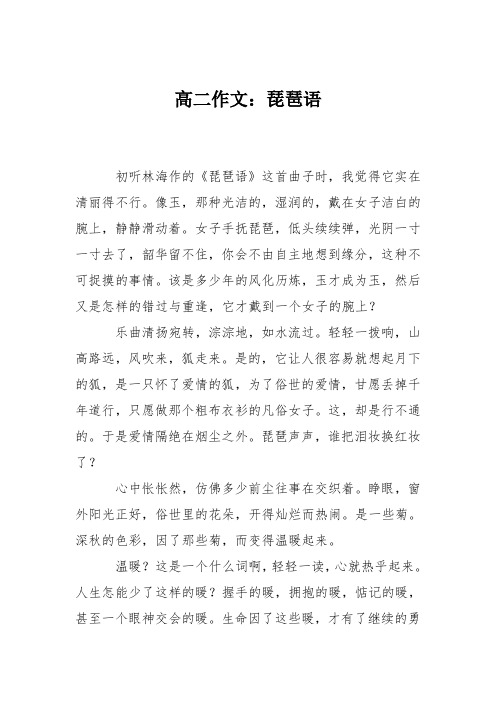 高二作文：琵琶语