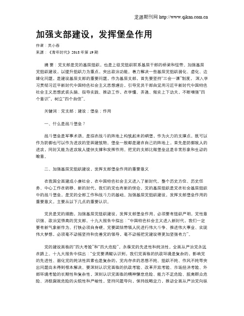 加强支部建设,发挥堡垒作用