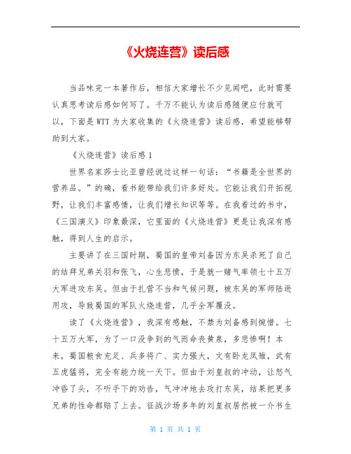 《火烧连营》读后感