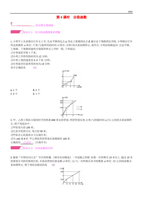 2020八年级数学上册 第12章 一次函数 12.2 一次函数 第4课时 分段函数作业