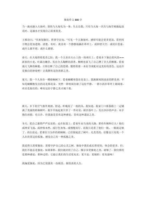 独处作文800字