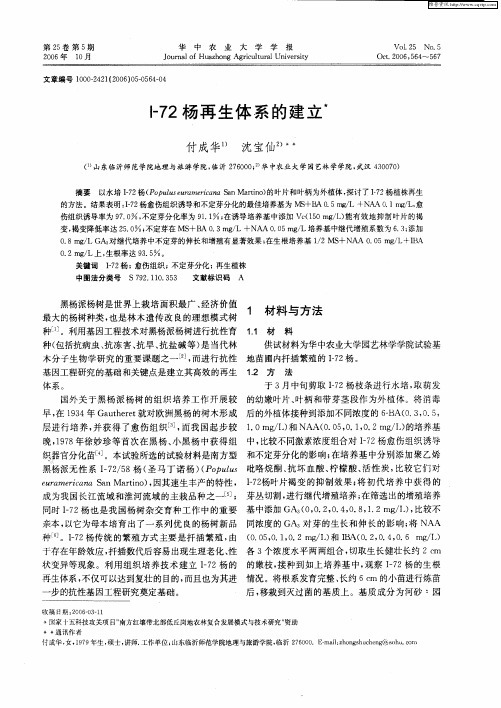 I-72杨再生体系的建立