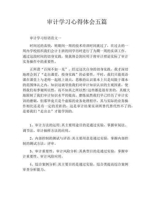 审计学习心得体会五篇