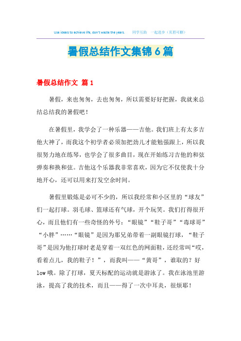 2021暑假总结作文集锦6篇