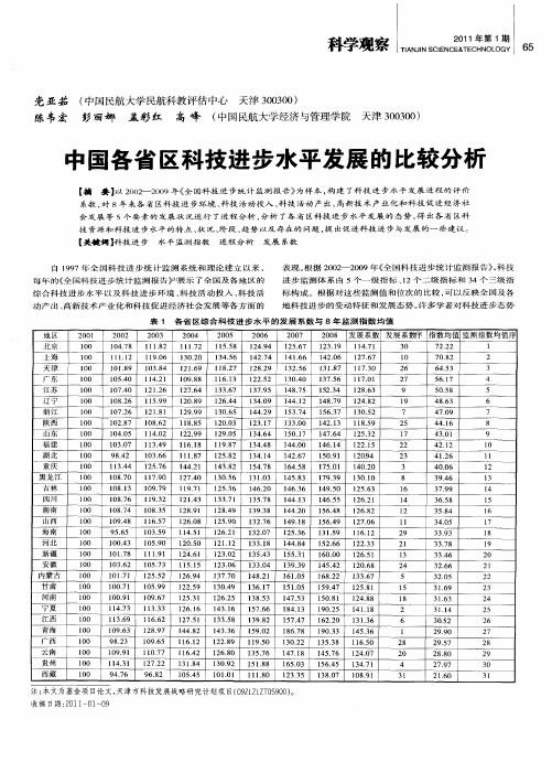 中国各省区科技进步水平发展的比较分析
