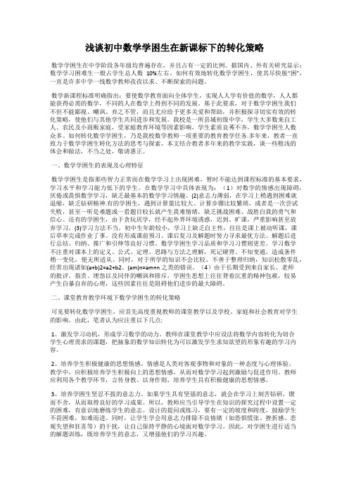 浅谈初中数学学困生在新课标下的转化策略