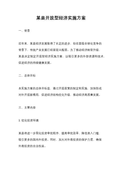 某县开放型经济实施方案
