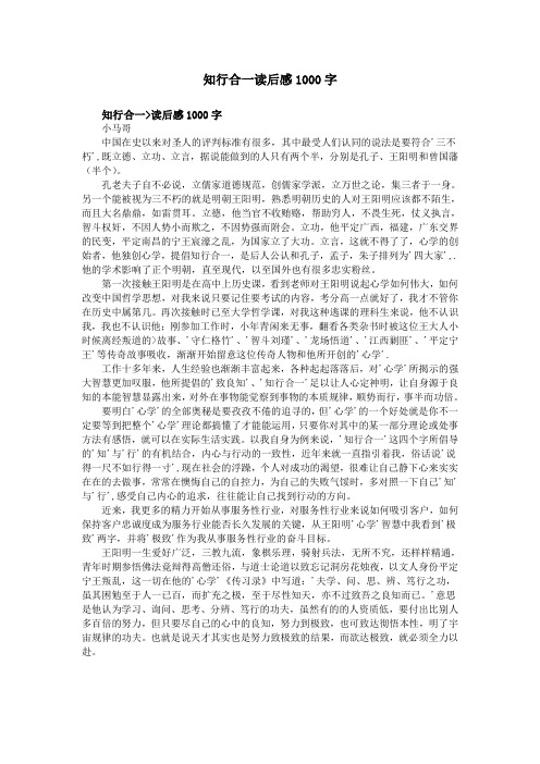 知行合一读后感1000字