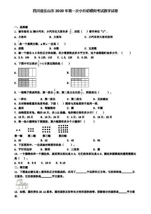 四川省乐山市2020年第一次小升初模拟考试数学试卷