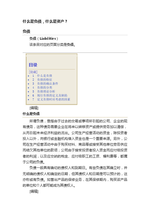什么是负债，什么是资产？