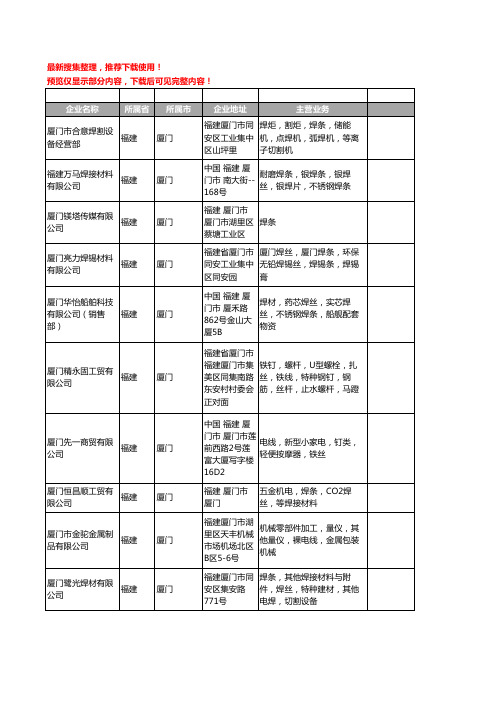 新版福建省焊条工商企业公司商家名录名单联系方式大全51家