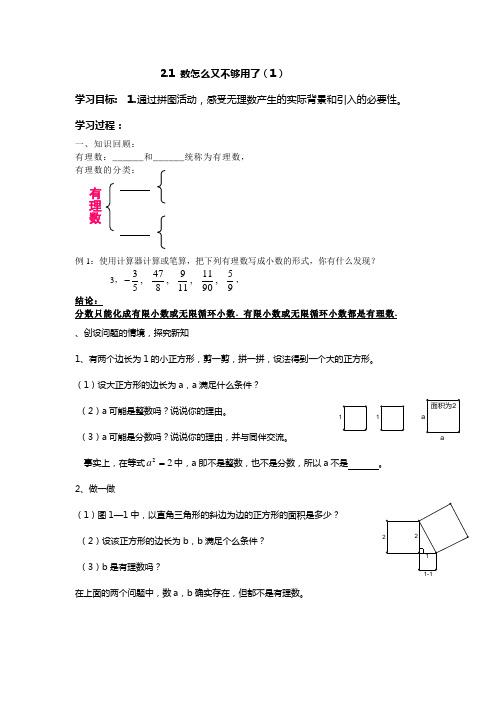 北师版八年级上册第二章实数全章导学案