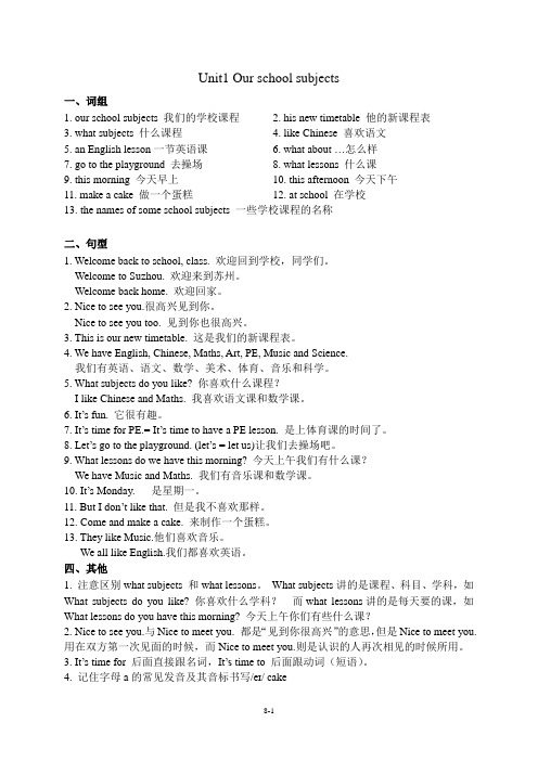 4B Unit1知识点整理