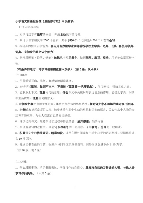 小学语文新课程标准及预习题单