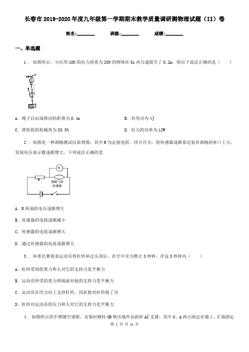 长春市2019-2020年度九年级第一学期期末教学质量调研测物理试题(II)卷