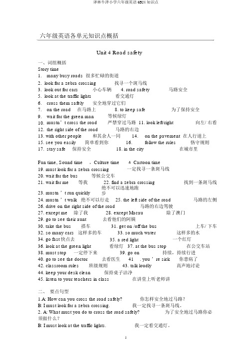 译林牛津小学六年级英语6BU4知识点