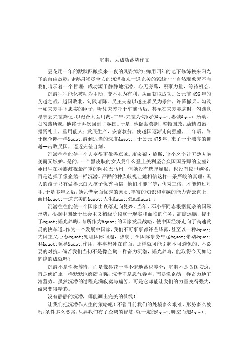 沉潜,为成功蓄势作文