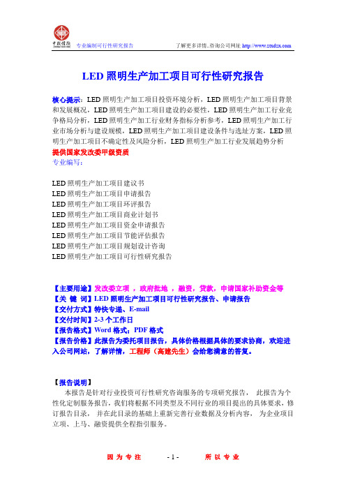 LED照明生产加工项目可行性研究报告