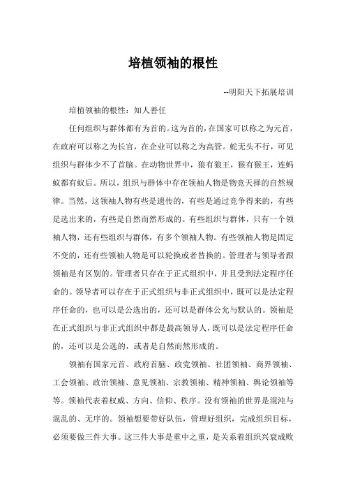 培植领袖的根性