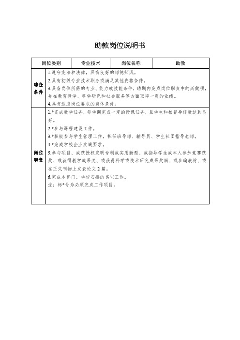 助教岗位说明书【新模板】
