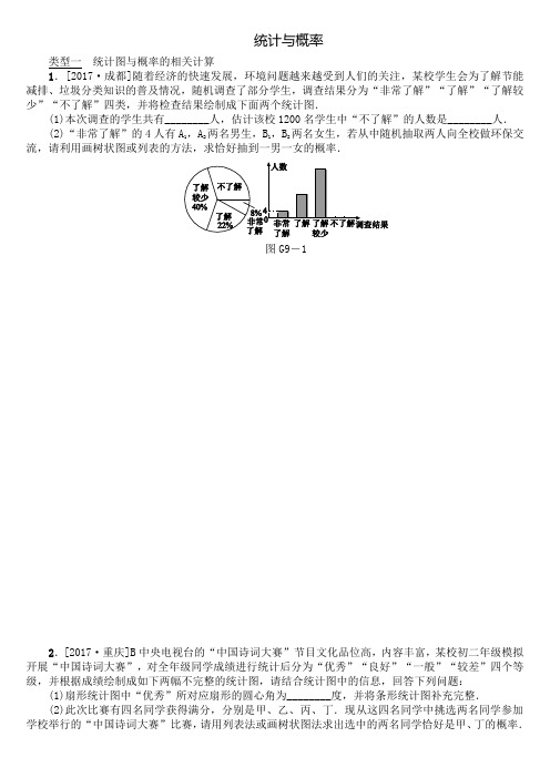2018年中考数学北师大版全国复习专题集训(9)统计与概率