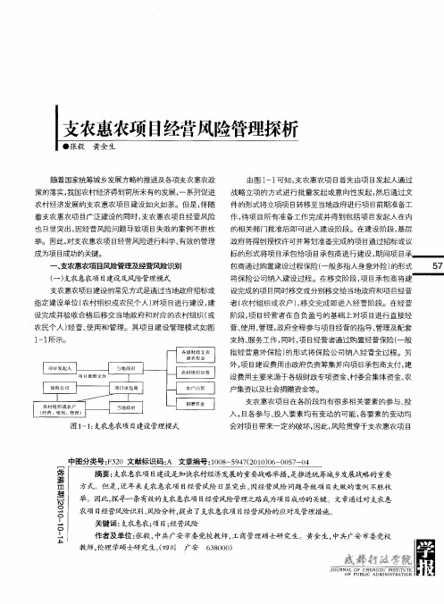 支农惠农项目经营风险管理探析