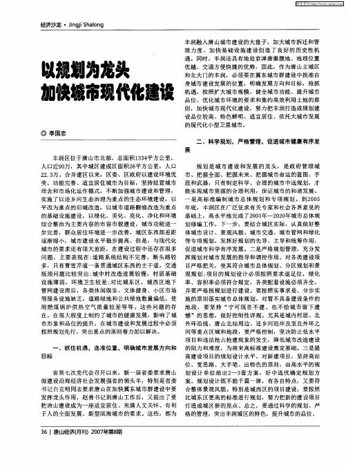 以规划为龙头加快城市现代化建设