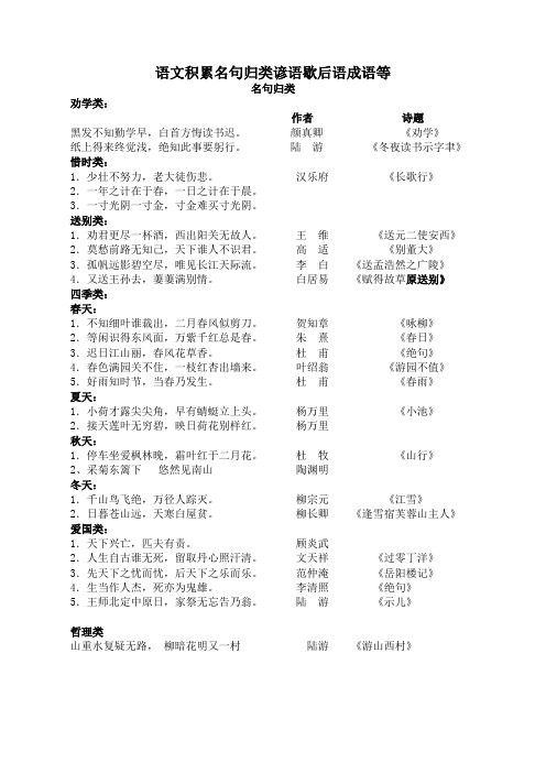 语文积累名句归类谚语歇后语成语等4