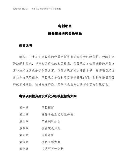 电刨项目投资建设研究分析模板重点及难点分析