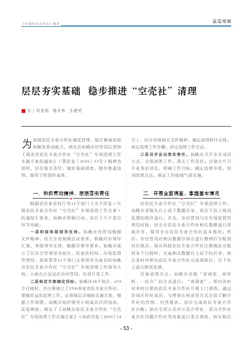 层层夯实基础稳步推进“空壳社”清理