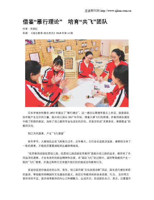 借鉴“雁行理论” 培育“共飞”团队