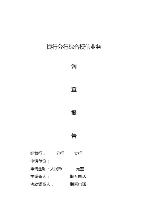 银行分行综合授信业务调查报告(细化版)