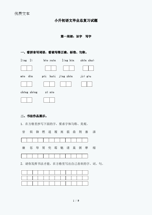 小升初语文毕业总复习试题与答案