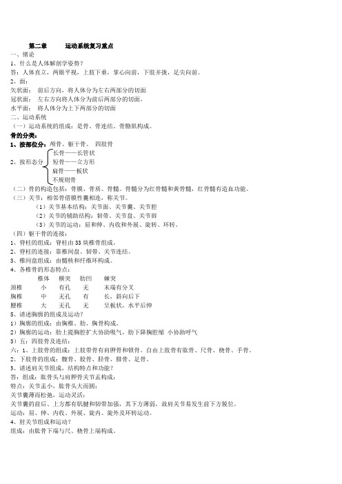 1-1解剖学运动系统复习重点