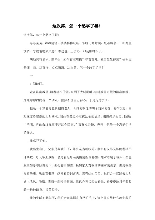 这次第,怎一个愁字了得!_初中初三作文1900字